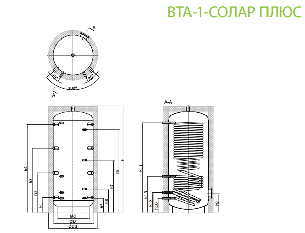 габаритные размеры ВТА-1 400л