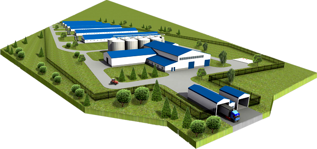 Современный агропромышленный комплекс с животноводческими фермами схема