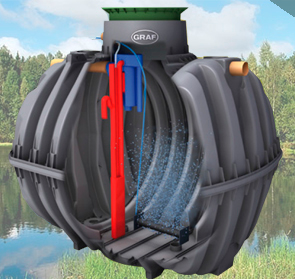 Система очистки стоков One2Clean для 4 проживающих фронтальный вид