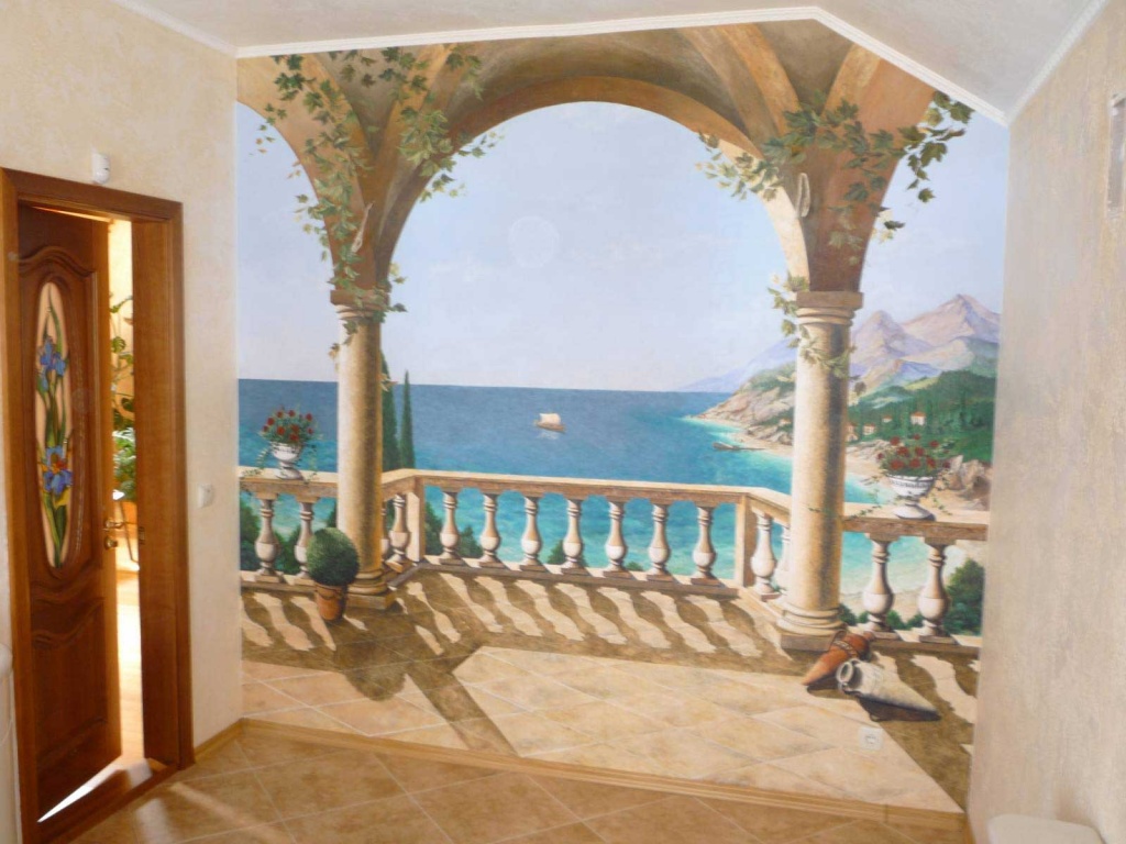 Художественная роспись стен: изображение на стене