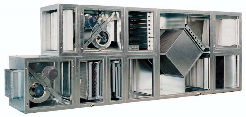 Разрез приточно-вытяжной вентиляторной установки схема