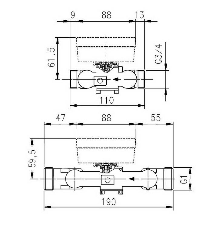 Размеры теплосчетчика Ландис Гур 2ВР6